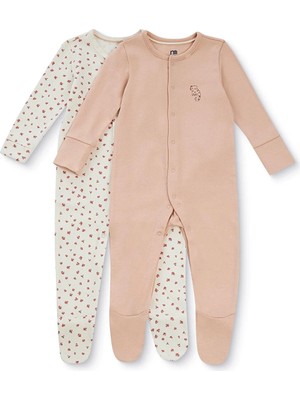 Mothercare Kız Bebek Tulum Çiçek Baskılı Çıtçıtlı Bisiklet Yaka Long Sleeve Patikli