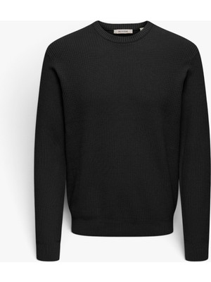 Only & Sons Onstobı Reg Ls Crew Knıt Erkek Siyah Kazak - 5044336