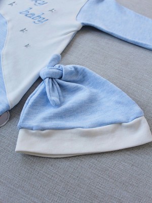 Baby 0-3 3-6 Ay Lucky Baby Nakışlı Es Çizgi Boy Şapkalı Erkek Bebek Tulumu Mavi Baby Najmaddin