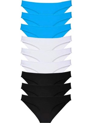 Hace Bazaar 9 Adet Süper Eko Set Likralı Kadın Slip Külot Siyah Beyaz Mavi