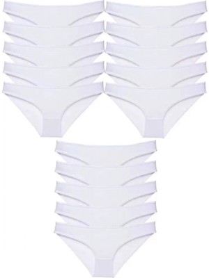 Hace Bazaar 15 Adet Süper Eko Set Likralı Kadın Slip Külot Beyaz