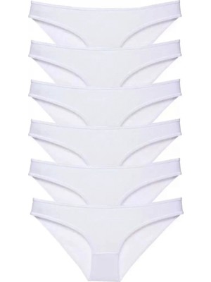 Hace Bazaar 6 Adet Süper Eko Set Likralı Kadın Slip Külot Beyaz
