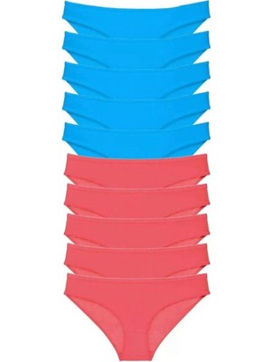Hace Bazaar 10 Adet Süper Eko Set Likralı Kadın Slip Fuşya Mavi