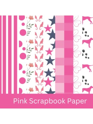 Kazan Hobi Pink Scrapbook Paper: 8 Designs Stripe, Stars, Floral, Dog, Cat, Gingham, Polka Dot, Flowers Patterns Pink, Designer Collection Kit Pink Mix Media ... For All Crafting Work Single Sided 24 Sheets