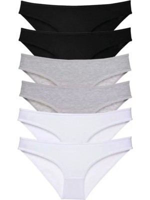 Hace Bazaar 6 Adet Süper Eko Set Likralı Kadın Slip Külot Siyah Gri Beyaz