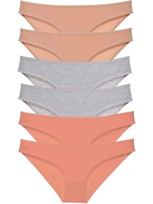 Hace Bazaar 6 Adet Süper Eko Set Likralı Kadın Slip Külot Ten Gri Pudra