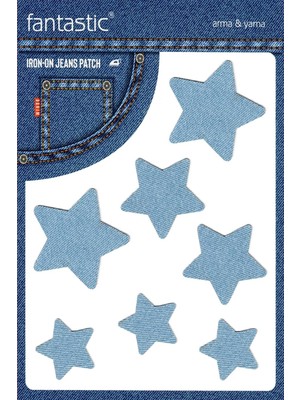 Kazan Hobi Ütü ile Yapışan Kot Arma Patch Kot Yaması, Denim Jeans Onarım & Dekoratif Amaçlı Yıldız (Buz Mavi)