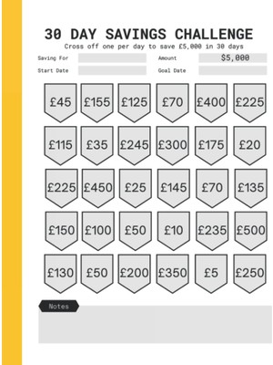 Kazan Hobi Independently Published 30 Day Money Challenge Tracker: £5k Savings Challenge In A Month - Daily Bingo Money Saving Chart To Help You Save 5,000 Pounds Sterling