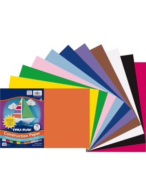 Kazan Hobi Tru-Ray Pacon Çeşitli Renklerde Akıllı Istif Yapı Kağıdı, 30,5 x 18 Cm, 120'LI Paket
