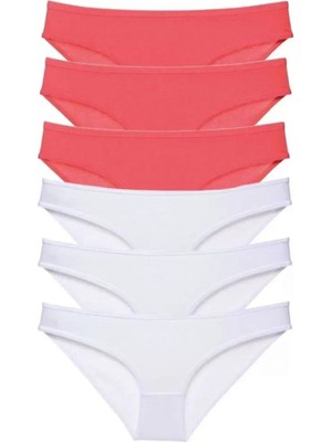 Hace Bazaar 6 Adet Eko Set Likralı Kadın Slip Külot Fuşya Beyaz