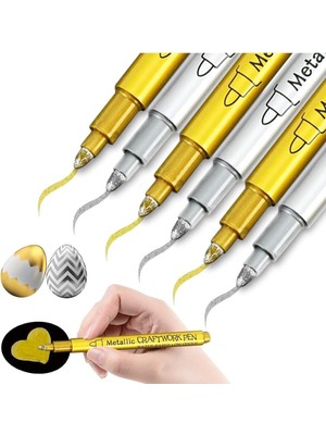 Kazan Hobi 2li Gümüş ve Altın Kalem Marker Altlık Kenarları Için, Reçine Varak Gold Kalem A25