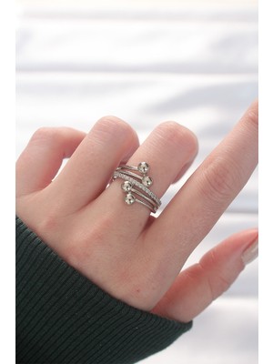 Artepieza Topçuk Model Zirkon Taşlı Silver Renk Ayarlanabilir Yüzük - Lisinya