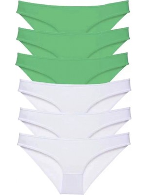 Hace Bazaar 6 Adet Eko Set Likralı Kadın Slip Külot Yeşil Beyaz