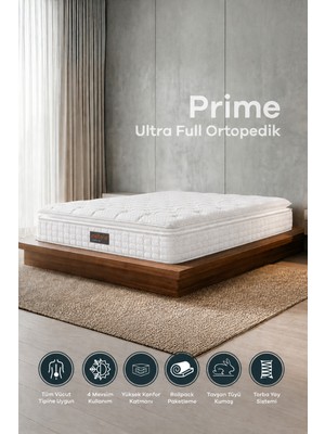 Mobyat Ultra Full Ortopedik Pedli Tavşan Tüyü Kumaş Bel ve Sırt Destekli Prime Pelüş Yatak (Beyaz) (90x190)