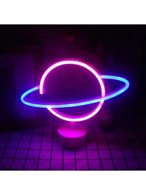 Emin Neon Işıklı Satürn Lamba (Pil + Usb) Emin Najmaddin