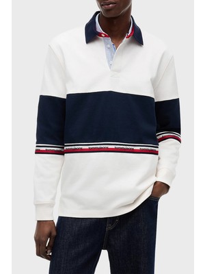 Tommy Jeans Renk Bloklu Pamuklu Relaxed Fit Düğmeli Polo Yaka Sweat Erkek Polo Yaka Sweat DM0DM23161 Ybh