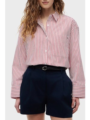 Tommy Hilfiger Poplin Çizgili Oversize Gömlek Kadın Gömlek WW0WW51129 0fc