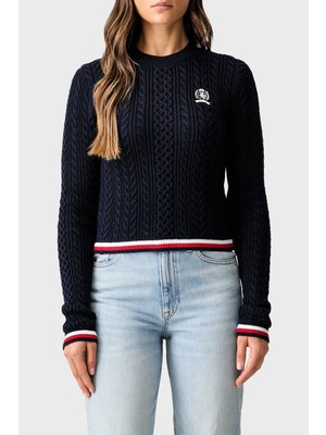 Tommy Jeans Bisiklet Yaka Saç Örgü Kazak Kadın Kazak DW0DW22933 C1G