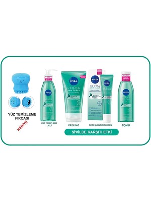Kazan Hobi Nıvea Derma Skin Clear Night Exfoliator-Sivilceli Cilt Cilt Bakım-Temizleyici Arındırıcı Bakım Seti