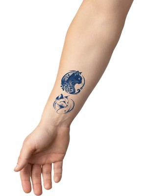 Kazan Hobi Ying Yang Kedisi Yarı Kalıcı El Boyun Bilek Için Aylık Geçici Dövme 12X7 cm