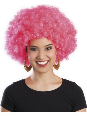 Kazan Hobi Pembe Renk Kıvırcık Afro Bonus Peruk (5440)