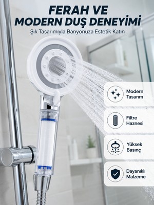 Mineral Taşlı Filtreli Duş Başlığı Güçlü Su Basınçlı Banyo Başlığı - Lisinya