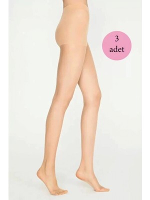 Hace Bazaar 3 Adet Parlak Fit 15 Likralı Külotlu Çorap Açık Ten
