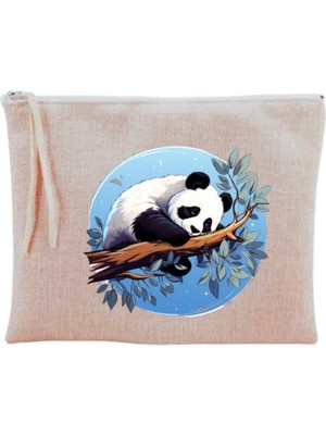 Kazan Hobi Sevimli Panda Baskılı Makyaj Çantası Bej, LH78932601983124123