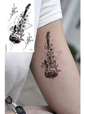 Kazan Hobi Bearpear Müzikal Geçici Dövme, Gitar Nota Dövmesi Tattoo