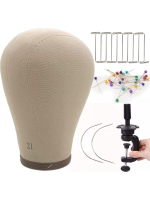 Kazan Hobi Mantar Kanvas Peruk Başı Standı Peruk Şekillendirme Için 21 22 23 60 cm Manken Manikin Başı Peruk Yapımı Kiti Malzemeleri Sergi Kanvas Manken Peruk Blok Stil Kafa Pimleri Seti Dahil (51 Cm)