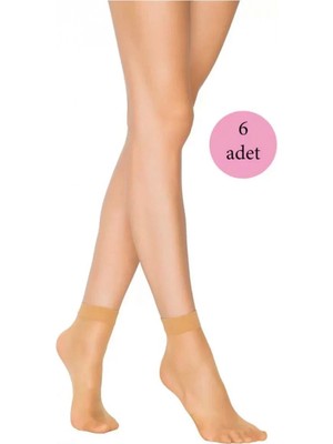 Hace Bazaar 6 Adet Fit 15 Soket Ince Parlak Kısa Çorap Ten