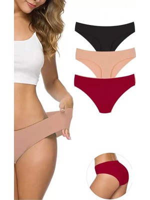 Hace Bazaar 3 Adet Kadın Dikişsiz Lazer Kesim Esnek Iz Yapmayan Külot S6