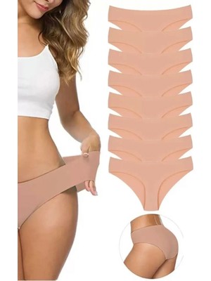 Hace Bazaar 8 Adet Kadın Dikişsiz Lazer Kesim Esnek Iz Yapmayan Külot Ten