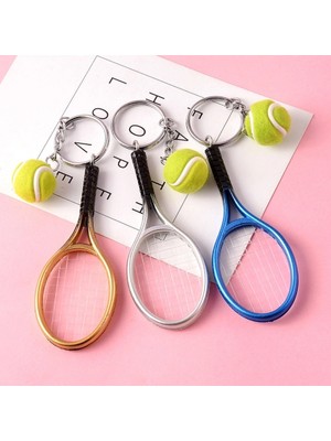 Gees Global Çanta Süsü Gerçekçi Tenis Raketi Tasarımlı Anahtarlık Kolye Tennis Keychain