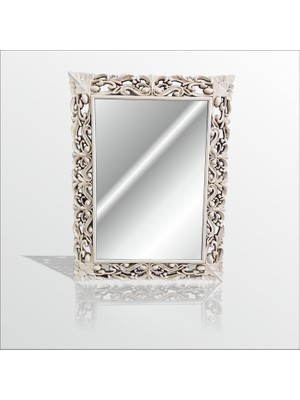 Kazan Hobi M3 Decorium 45X60CM Eskitme Rustik Işlemeli Krem Boy Banyo Duvar Salon Aynası