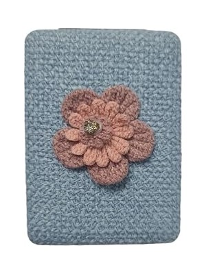 Kazan Hobi El Aynası - Örgü Motif Desenli Katlanır Makyaj Aynası - Cep, Çanta Aynası Çıçek Desenli