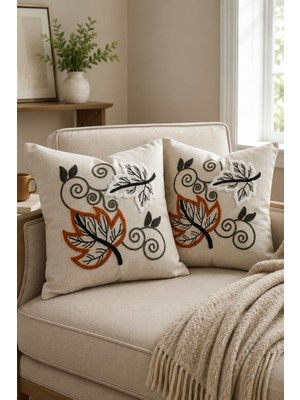 Bella Home Punch Nakış Kırlent Kılıfı (2'li) 40 cm x 40 cm