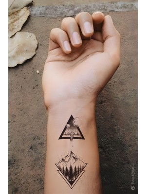 Kazan Hobi Bearpear 2'li Manzara Dövmesi Minimal Tattoo
