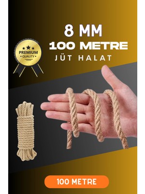 Gees Global 8 mm 100 Metre Jüt Halat Dekoratif Hasır Ip Urgan Süs Çeşidi