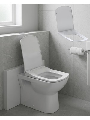 Kare Slim Klozet Kapağı Sessiz Kapanma Dayanıklı Tasarım - Lisinya