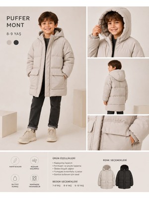 Tude Kids Unisex Kapüşonlu Su Geçirmez Şişme Çocuk Montu