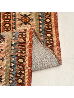 Anatolia Anatolıa Halı Doru -Mavi / Kiremit-Oturma Odası, Salon -Kolay Temizlenebilir