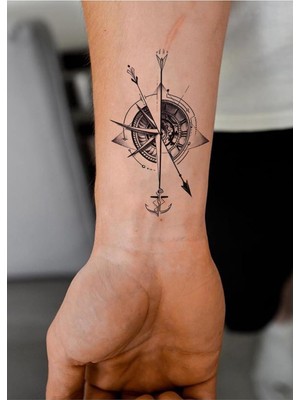 Kazan Hobi Bearpear Çapa Dövmesi, Pusula Dövmesi, Unisex Dövme, Geçici Vücut Dövmesi, Minimal Dövme Tattoo