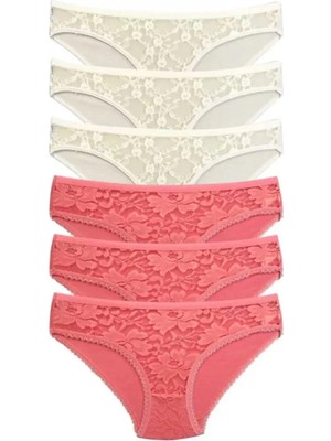 Hace Bazaar 6 Adet Önü Dantelli Transparan Kadın Slip Külot S35