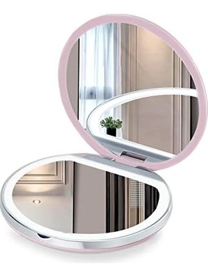 Kazan Hobi Işıklı Kompakt Ayna, Seyahat Aynası 3x Büyüteçli Makyaj Çantası Aynası, Kadınlar Için 3,2 Inç LED Cep Aynası, Bozulma Yok, Kısılabilir Taşınabilir Küçük Ayna, Cüzdan Için Pembe