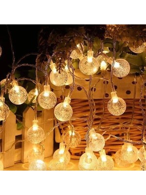 Gees Global 5m 28 LED Kristal Top Gün Işığı Şeffaf Kablo Fişli Eklemeli