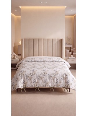 Çift Kişilik %100 Pamuk Okaliptüs Desenli Nevresim Kılıfı 220X200 cm | Bağcıklı Yorgan Kılıfı