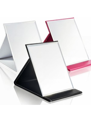 Kazan Hobi Goaste Ayarlanabilir Standlı 3 Paket Katlanır Makyaj Aynası, 20X15 cm Pu Deri Makyaj Aynası, Kozmetik Kişisel Güzellik Için Taşınabilir Ofis Masaüstü Seyahat Aynası, Çeşitli Renkler