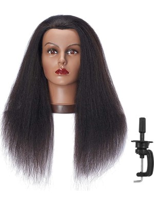 Kazan Hobi HAIRLINK%100 Gerçek Saç Afro Manken Kafası Kuaför Saç Şekillendirme Antrenman Mankeni Için Ayaklı Egzersiz Başlığı (9926B0216)