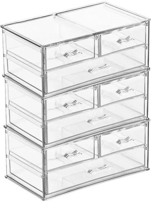 Kazan Hobi Poomy 6 Katlı 9 Çekmeceli Çok Amaçlı Akrilik Makyaj Organizer 24X14X30 cm